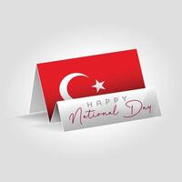 Turkey country paper flag standing on the ground. Happy national day flag design. vector