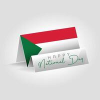 Sudan country paper flag standing on the ground. Happy national day flag design. vector