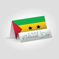 Sao Tome and Principe country paper flag standing on the ground. Happy national day flag design. vector