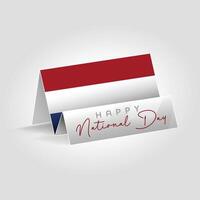 Netherlands country paper flag standing on the ground. Happy national day flag design. vector