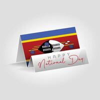 Eswatini country paper flag standing on the ground. Happy national day flag design. vector