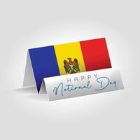 Moldova country paper flag standing on the ground. Happy national day flag design. vector