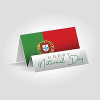 Portugal country paper flag standing on the ground. Happy national day flag design. vector