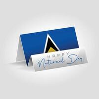 Saint Lucia country paper flag standing on the ground. Happy national day flag design. vector