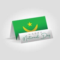 Mauritania country paper flag standing on the ground. Happy national day flag design. vector