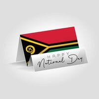 Vanuatu country paper flag standing on the ground. Happy national day flag design. vector