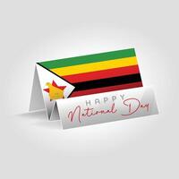 Zimbabwe country paper flag standing on the ground. Happy national day flag design. vector