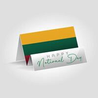 Lithuania country paper flag standing on the ground. Happy national day flag design. vector