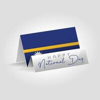 Nauru country paper flag standing on the ground. Happy national day flag design. vector