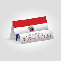 Paraguay country paper flag standing on the ground. Happy national day flag design. vector