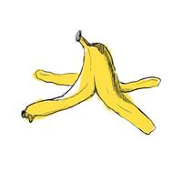 banana peel illustration isolated on white background. banana skin single icon in cartoon style. garden fertilizer, natural and biodegradable waste. slippery fruit shell. great for your design vector