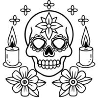 Day of the dead coloring pages vector