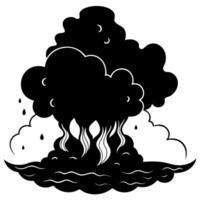 An illustration of a black and white cloud with smoke coming out of it vector