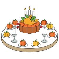 Thanksgiving table with pumpkin and candles vector