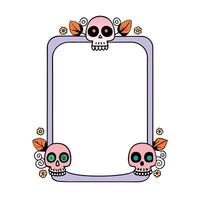 A frame with skulls and flowers on it vector