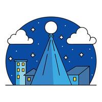 A moon over a city with clouds and stars vector