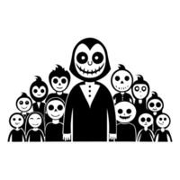 A group of skeletons with a man in the middle vector