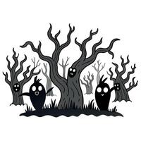 Halloween illustration of scary trees vector