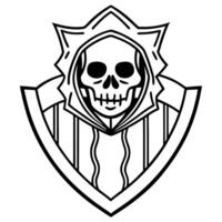 A skull with a shield and a crown vector