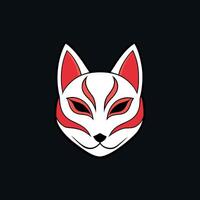A red and white fox head on a black background vector