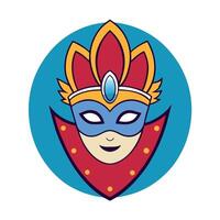 A cartoon mask with a red and blue color scheme vector