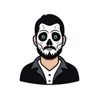 A man with a skull face and beard vector