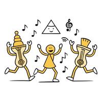 A cartoon character dancing with music notes vector