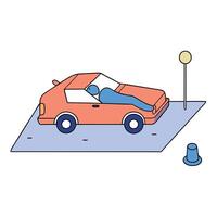 A car is parked on the side of the road vector