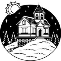Winter house with snow and trees vector
