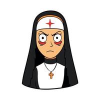 A cartoon nun with a cross on her head vector