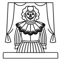 A clown in a dress standing in front of a curtain vector
