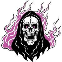 A skull with purple flames on it vector