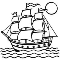 Sailing ship coloring pages vector