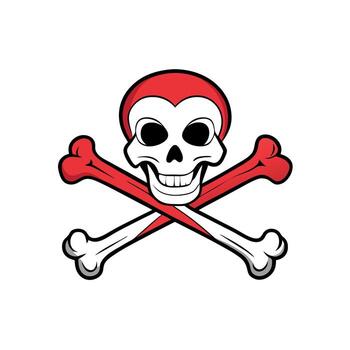 A skull and crossbones with a red heart on it vector