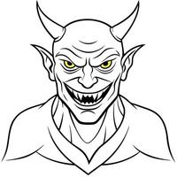 A devil face with yellow eyes and horns vector