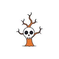 A cartoon skull sitting on a tree with no leaves vector