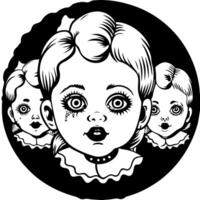 Three little girls with big eyes and big eyes vector