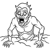 A zombie is standing in the bed coloring page vector