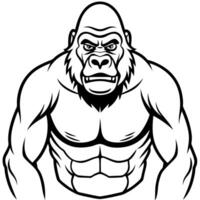 A gorilla with a big chest and a big head vector