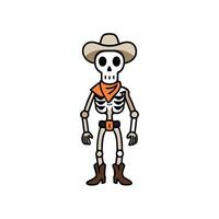 Skeleton cowboy with a hat and boots vector
