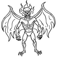 A cartoon vampire with wings and a demon head vector