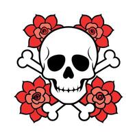 Skull and roses vector