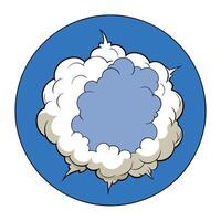 A cartoon cloud with a blue background vector