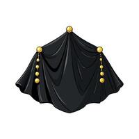Black curtain with golden bells isolated on white background vector