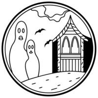 Halloween house coloring pages vector
