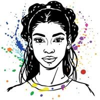 A girl with a colorful splat on her face vector