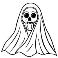A ghost with a hooded face coloring page vector