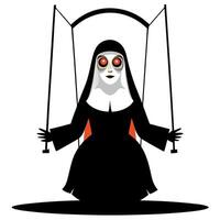 A nun with a swing on a white background vector