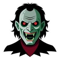 A cartoon vampire face with red eyes vector