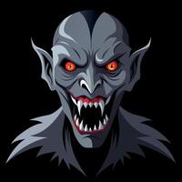 A cartoon vampire head with red eyes vector